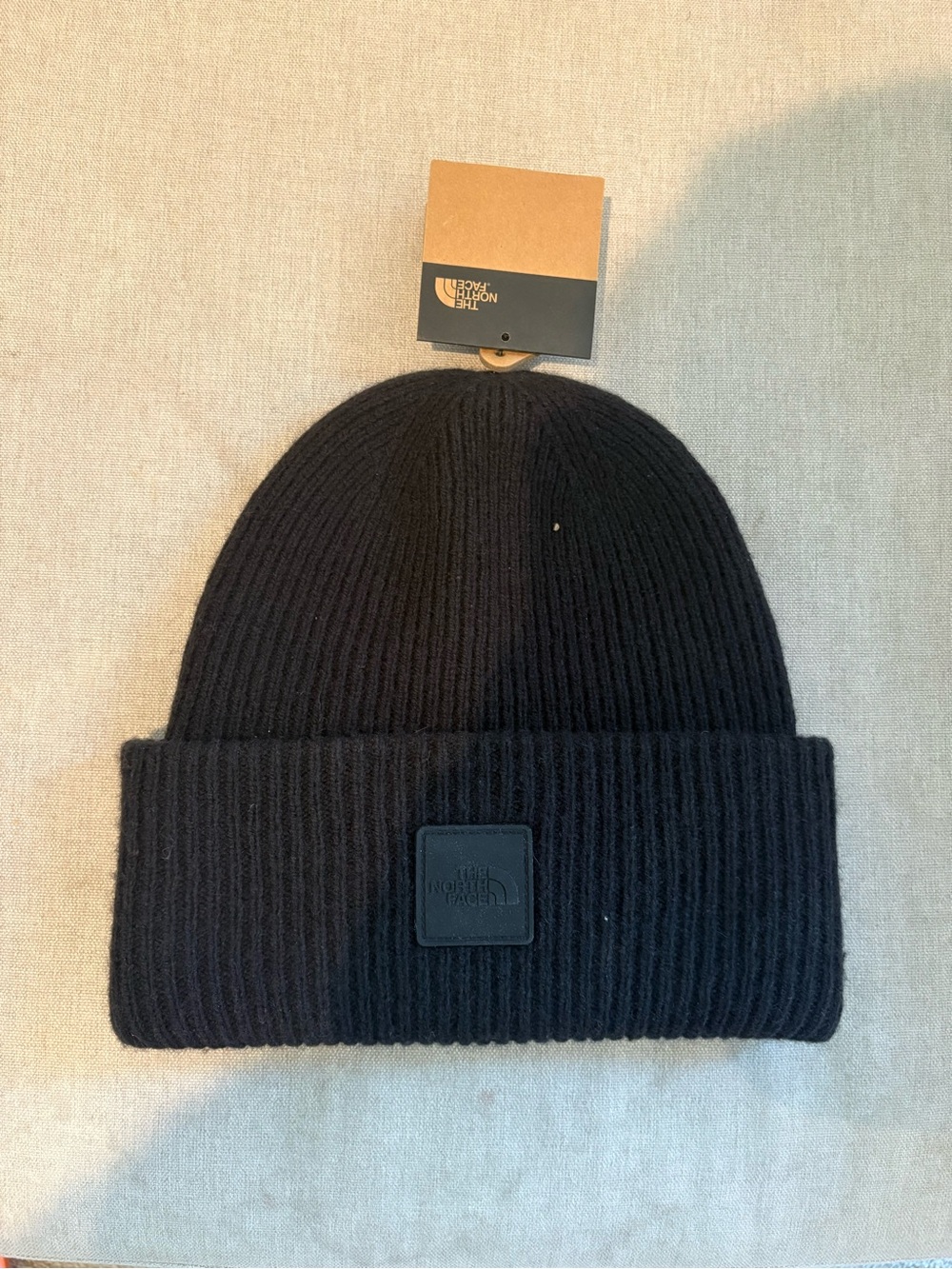 Brand New North Face Black Ribbed Fold-Over Beanie